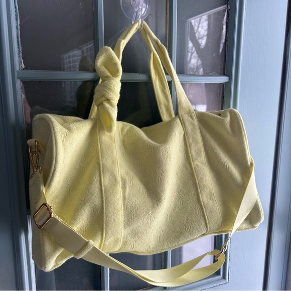 Stoney Clover x Target Yellow Terry Cloth Embossed Palm Tree Duffle Bag Beach - Picture 9 of 11